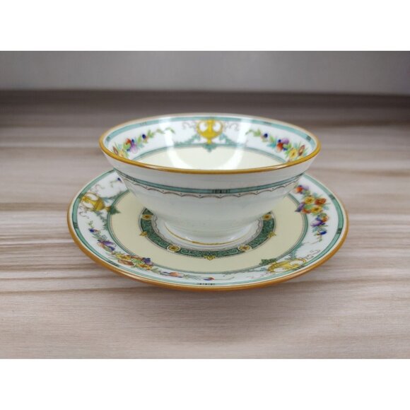 Mintons Helena Dark Green Footed Cup And Saucer England Bone China - Picture 5 of 12